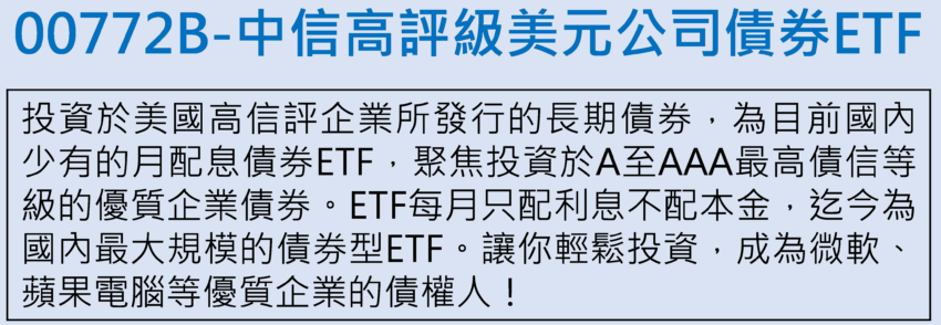 00772B中國信託高評級美元公司債券ETF